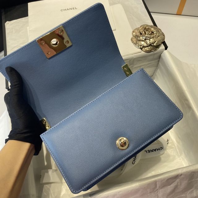 CC original grained calfskin small boy handbag A67085-2 blue