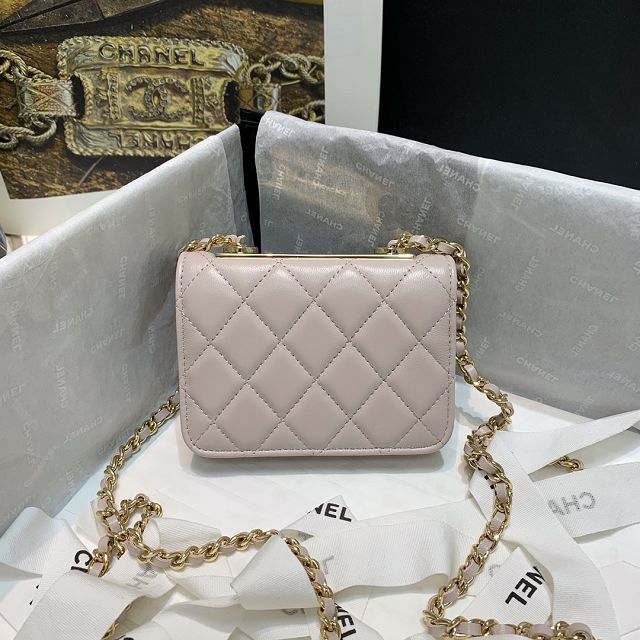 CC original lambskin mini wallet on chain A82768 light pink