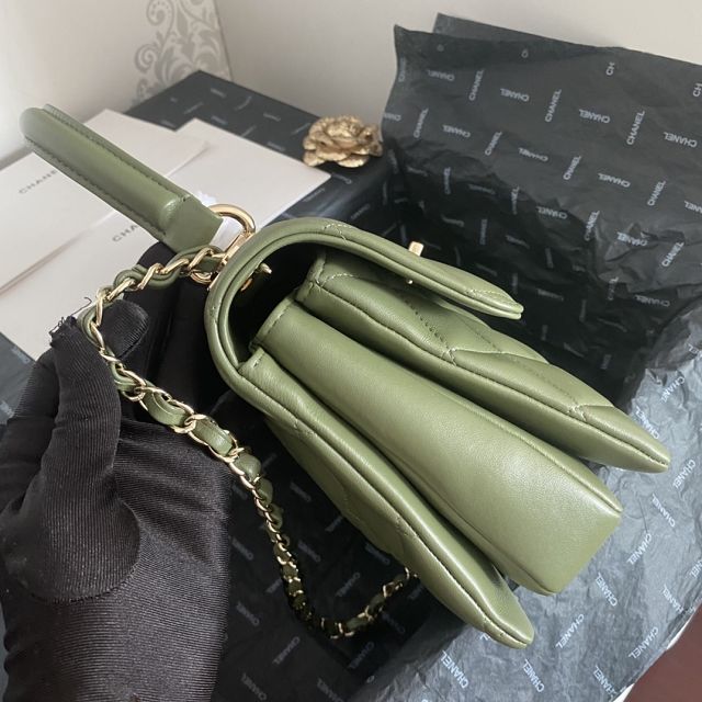 CC original lambskin top handle flap bag A92236-2 green