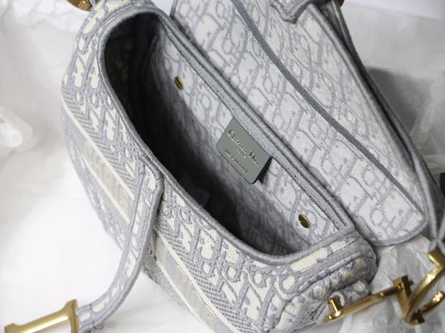 Dior original canvas saddle bag M0446 grey