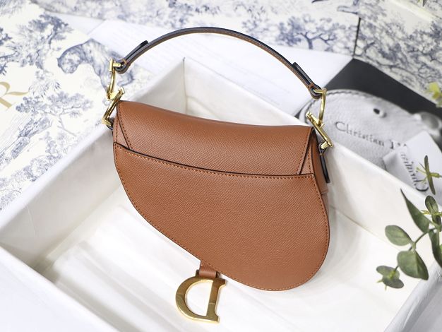 Dior original grained calfskin mini saddle bag M0447 caramel