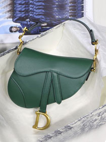 Dior original grained calfskin mini saddle bag M0447 green