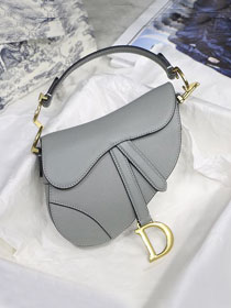 Dior original grained calfskin mini saddle bag M0447 grey