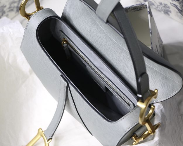 Dior original grained calfskin saddle bag M0446 grey