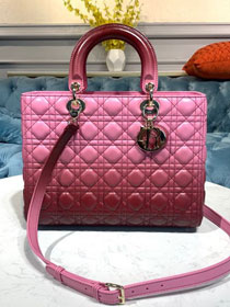 Dior original lambskin large lady dior bag M0566 pink