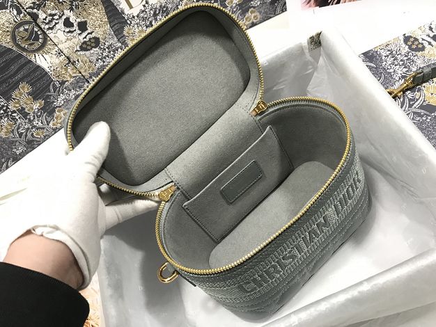 Dior original lambskin small vanity case S5488 grey