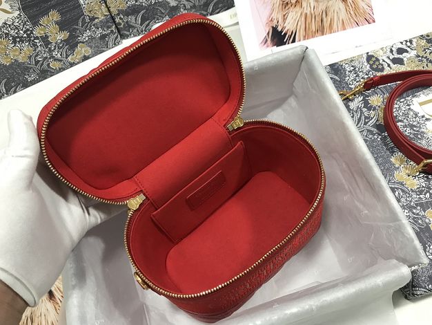 Dior original lambskin small vanity case S5488 red