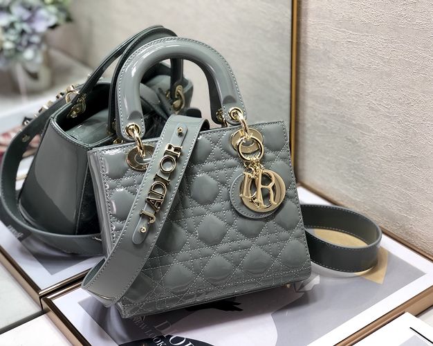 Dior original patent calfskin small my ABCdior bag M0538 grey