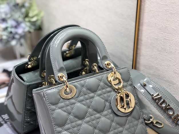 Dior original patent calfskin small my ABCdior bag M0538 grey