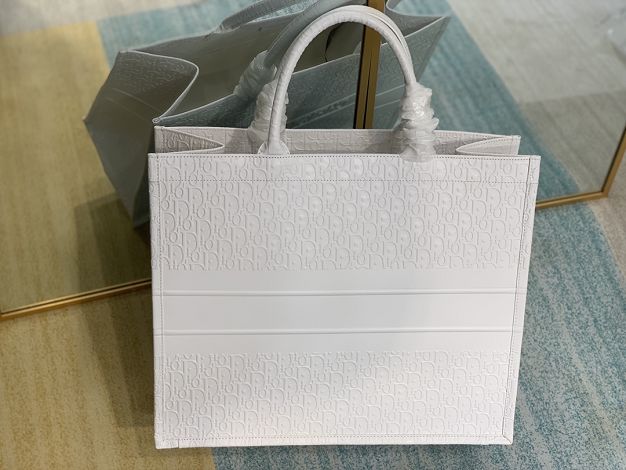 Dior original calfskin book tote oblique bag M1286 white