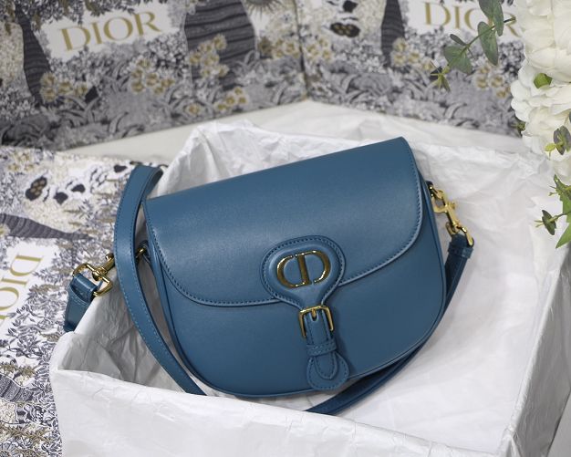 Dior original box calfskin medium bobby bag M9319 steel blue