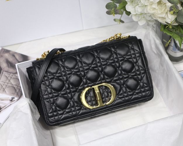 Dior original calfskin medium caro bag M9242 black