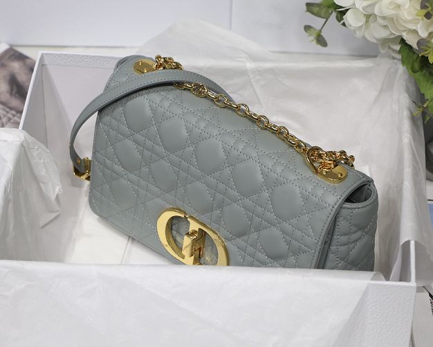 Dior original calfskin medium caro bag M9242 grey