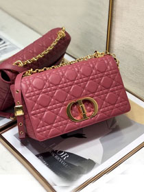 Dior original calfskin medium caro bag M9242 hot pink