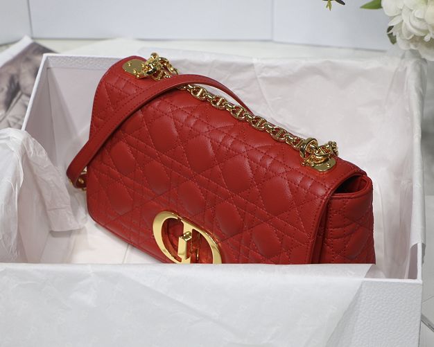 Dior original calfskin medium caro bag M9242 red