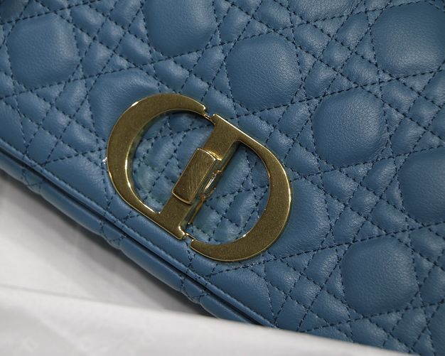 Dior original calfskin medium caro bag M9242 steel blue