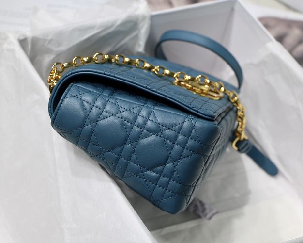 Dior original calfskin medium caro bag M9242 steel blue