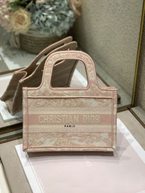 Dior original canvas mini book tote bag S5475 light pink