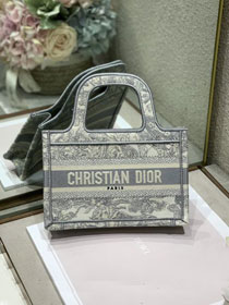 Dior original canvas mini book tote bag S5475-2 light grey