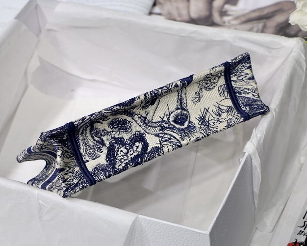Dior original canvas mini book tote bag S5475 white&navy blue