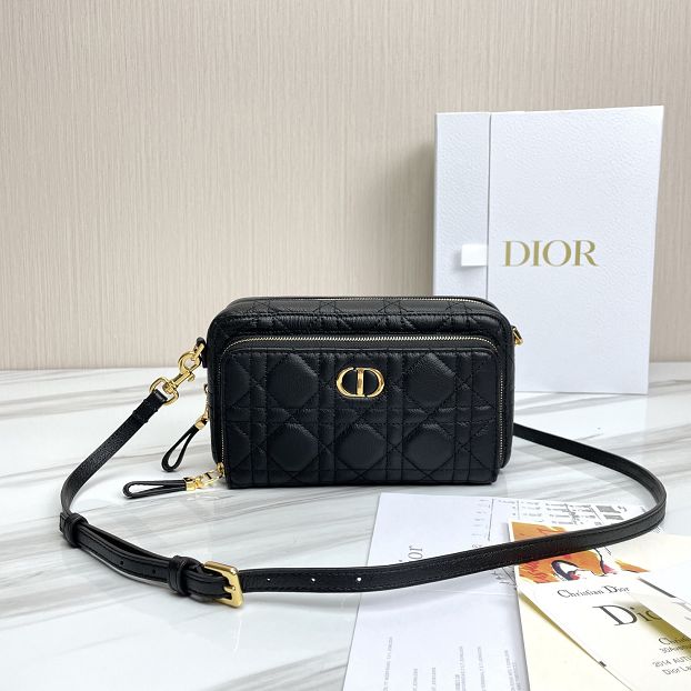 Dior original calfskin caro double pouch S5037 black