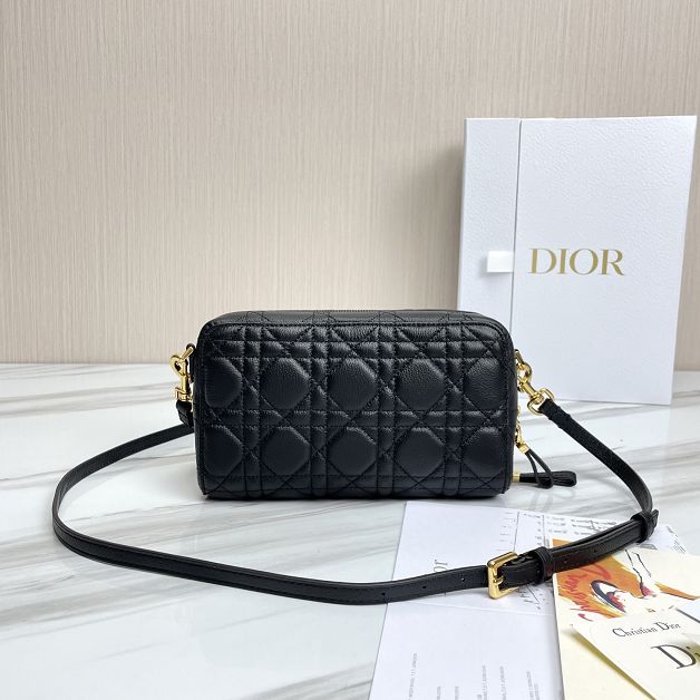 Dior original calfskin caro double pouch S5037 black