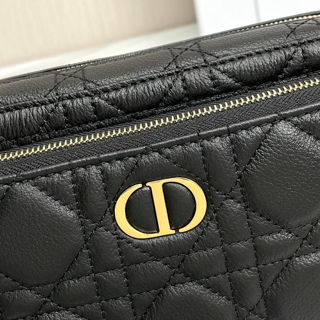 Dior original calfskin caro double pouch S5037 black