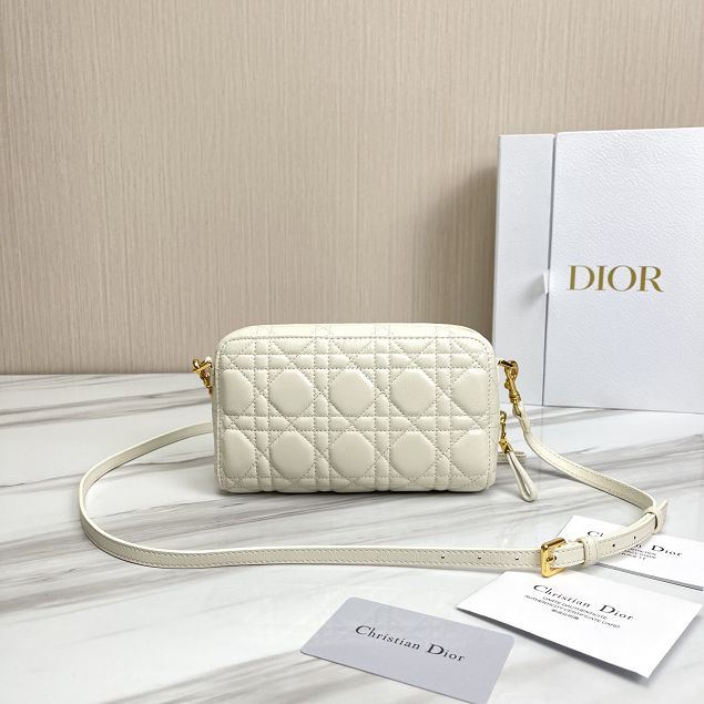 Dior original calfskin caro double pouch S5037 white