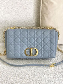 Dior original calfskin large caro bag M9243 light blue