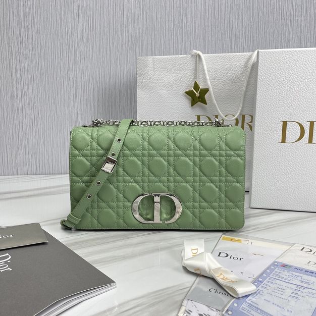 Dior original calfskin large caro bag M9243 mint green