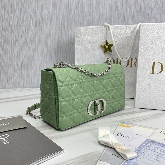 Dior original calfskin large caro bag M9243 mint green