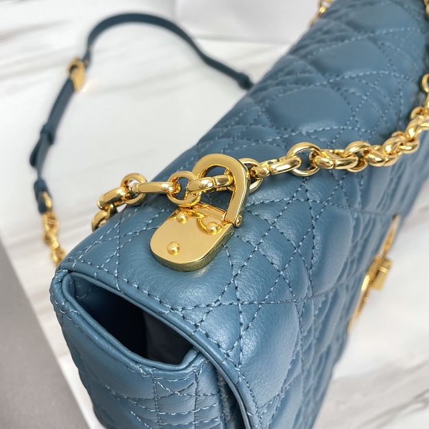 Dior original calfskin large caro bag M9243 steel blue