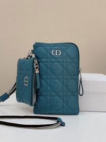 Dior original calfskin multifunctional pouch S5036 steel blue