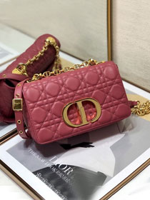 Dior original calfskin small caro bag M9241 hot pink