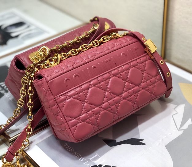 Dior original calfskin small caro bag M9241 hot pink