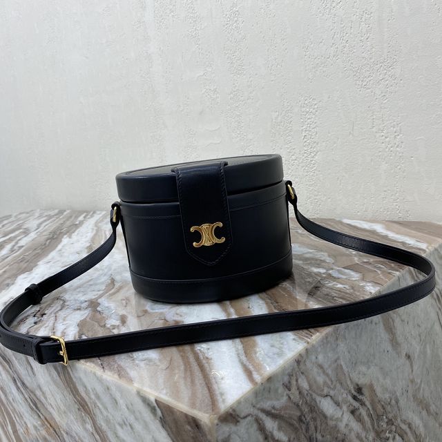 Celine original calfskin medium tambour bag 195192 black