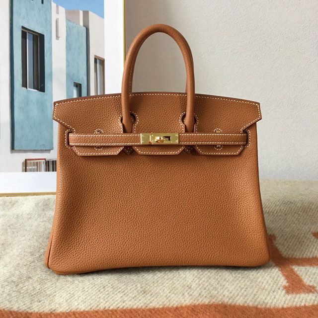 Hermes original togo leather birkin 35 bag H35-1 gold brown