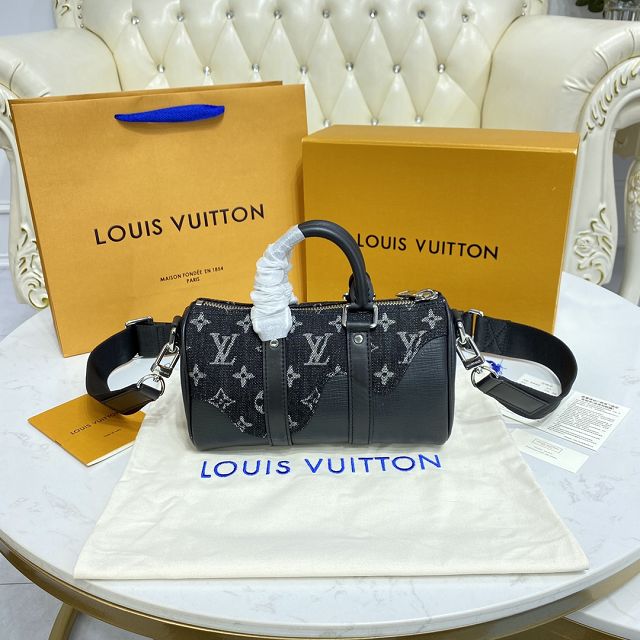 Louis vuitton original monogram denim keepall xs M81010 black