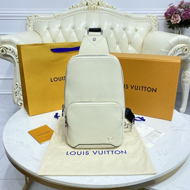 Louis vuitton original calfskin avenue sling bag M30803 white