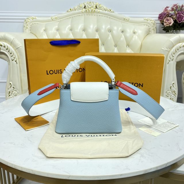 Louis vuitton original calfskin capucines mini handbag M57519 blue&white