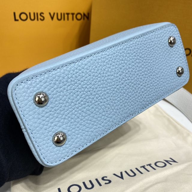 Louis vuitton original calfskin capucines mini handbag M57519 blue&white