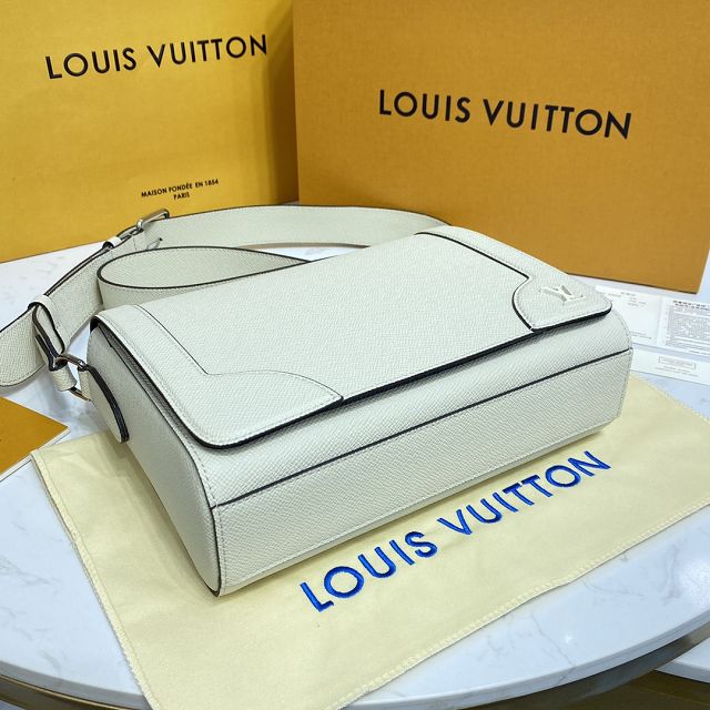 Louis vuitton original calfskin new flap messenger bag M30809 white