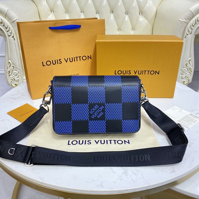 Louis vuitton original calfskin studio messenger bag N50037 blue