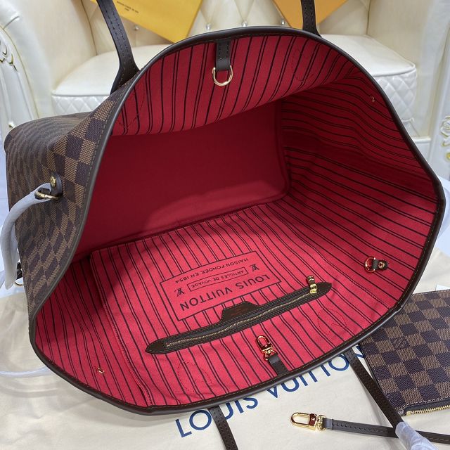 Louis vuitton original damier ebene neverfull gm N41357 red