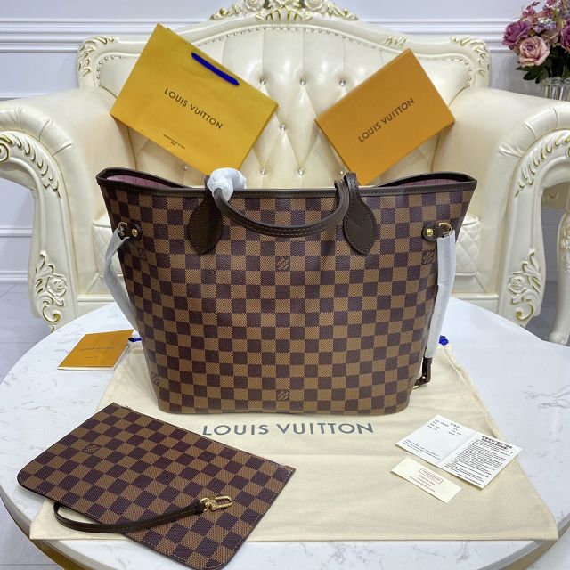 Louis vuitton original damier ebene neverfull mm N41603 pink