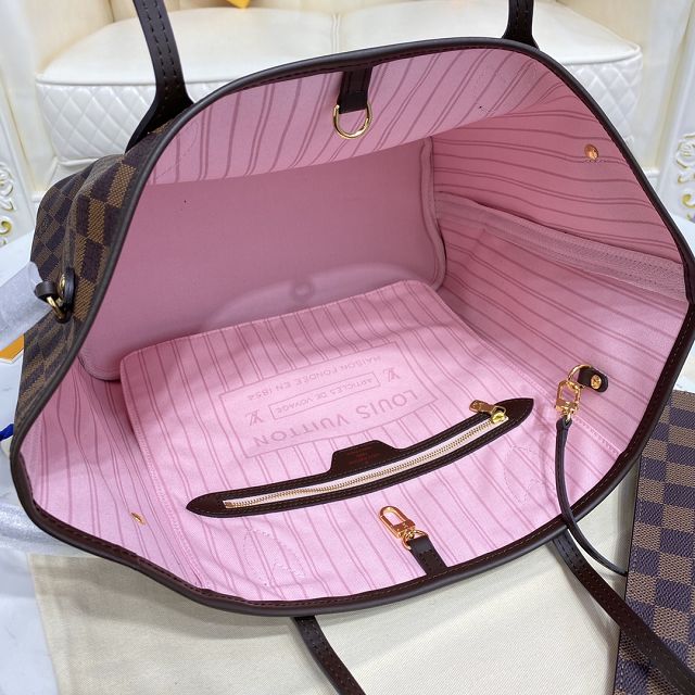 Louis vuitton original damier ebene neverfull mm N41603 pink