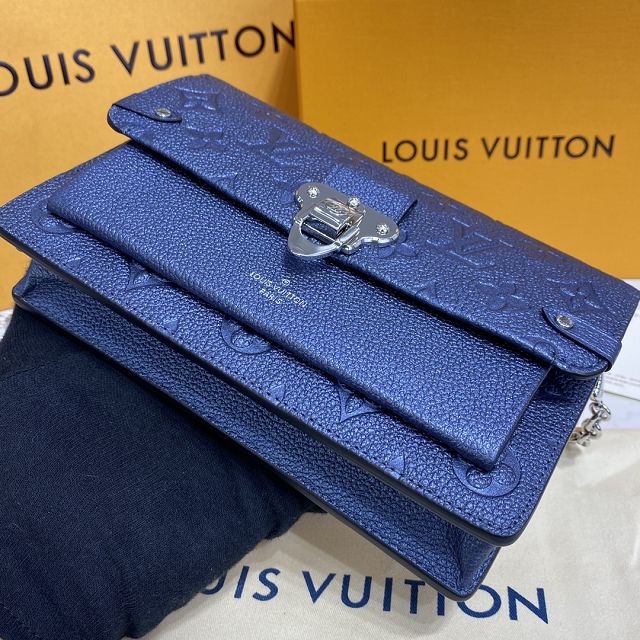 Louis vuitton original monogram calfskin vavin chain wallet M59077 blue