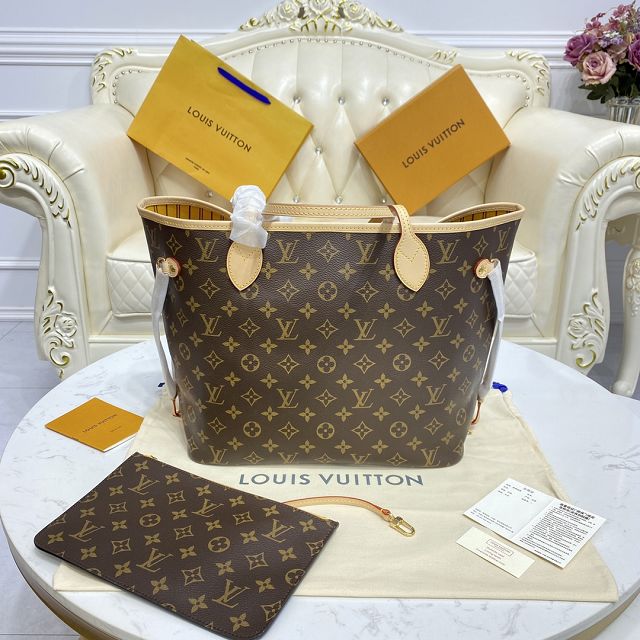 Louis vuitton original monogram canvas neverfull mm M40997 yellow