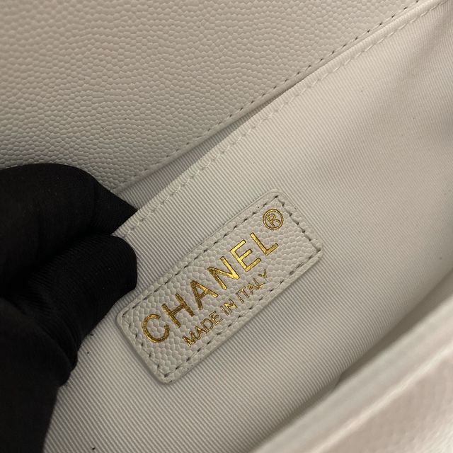 CC original grained calfskin medium boy handbag A67086 white