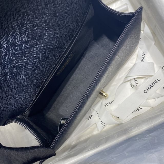 CC original grained calfskin medium boy handbag A67086-2 black